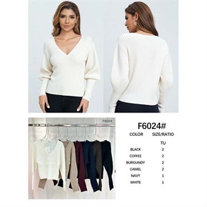 Sweter damski z dekoltem w serek