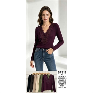 Sweter damski z dekoltem w serek
