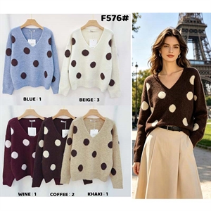 Sweter damski z dekoltem w serek