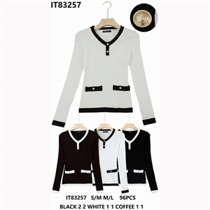 Sweter damski z dekoltem w serek  S/M-M/L