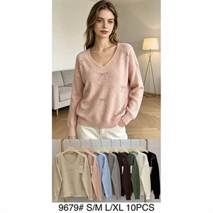 Sweter damski z dekoltem w serek  S/M-L/XL