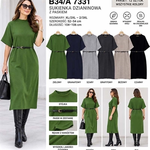 Sukienka sweterkowa damska z półgolfem  XL/2XL-2XL/3XL