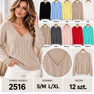 Sweter damski z dekoltem w serek  S/M-L/XL
