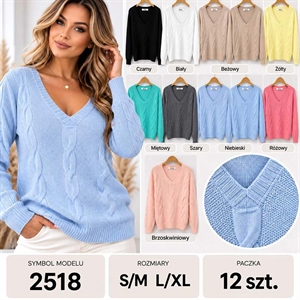 Sweter damski z dekoltem w serek  S/M-L/XL