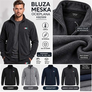 Bluza męska ocieplana rozpinana na zamek  M-3XL
