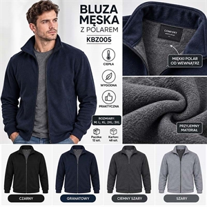 Bluza męska ocieplana rozpinana na zamek  M-3XL