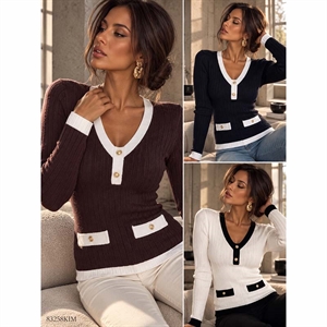 Sweter damski z dekoltem w serek