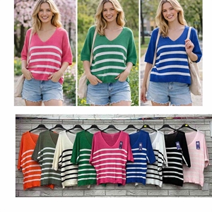 Sweter damski z dekoltem w serek