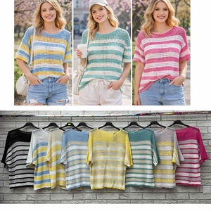 Ażurowy sweter damski okrągły