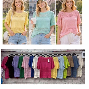 Ażurowy sweter damski okrągły