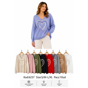 Sweter damski z dekoltem w serek  S/M-L/XL