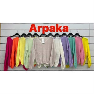 Sweter damski z dekoltem w serek