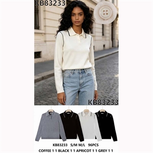 Sweter damski z dekoltem w serek  S/M-M/L