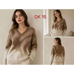 Sweter damski z dekoltem w serek