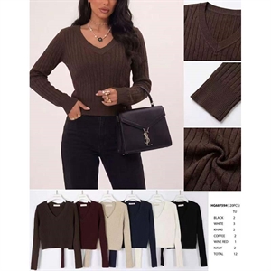 Sweter damski z dekoltem w serek