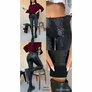 Ocieplane legginsy ze sztucznej skóry  S-XL