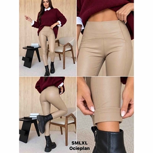 Ocieplane legginsy ze sztucznej skóry  S-XL