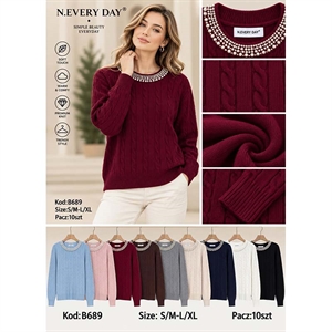 Sweter damski okrągły  S/M-L/XL