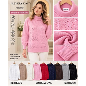 Sweter damski z golfem  S/M-L/XL