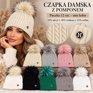 Czapka damska z pomponem