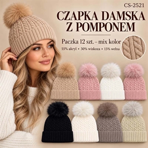Czapka damska z pomponem