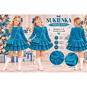 Sukienka welurowa dziewczęca  1-6 lat