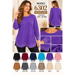 Sweter damski okrągły  L-2XL
