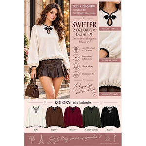 Sweter damski z ozdobnym detalem