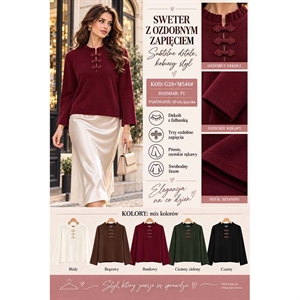 Sweter damski z ozdobnym zapięciem