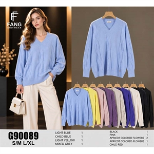 Sweter damski z dekoltem w serek  S/M-L/XL