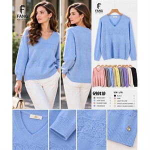 Sweter damski z dekoltem w serek  S/M-L/XL