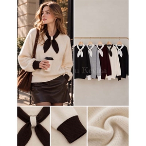 Sweter damski z dekoltem w serek