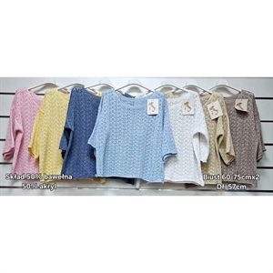 Ażurowy sweter damski okrągły