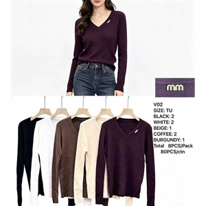 Sweter damski z dekoltem w serek