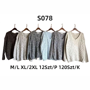 Sweter damski z dekoltem w serek  M/L-XL/2XL