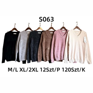 Sweter damski z dekoltem w serek  M/L-XL/2XL
