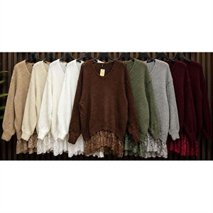 Sweter damski z dekoltem w serek