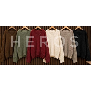 Sweter damski z dekoltem w serek