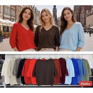Sweter damski z dekoltem w serek