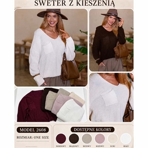 Sweter damski z dekoltem w serek produkt Polski