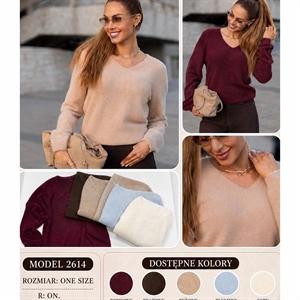 Sweter damski z dekoltem w serek produkt Polski