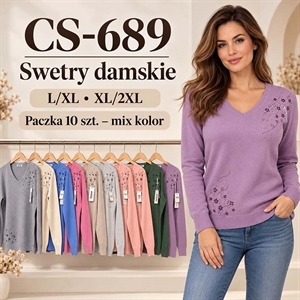 Sweter damski z dekoltem w serek  L/XL-XL/2XL