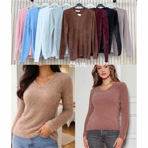 Sweter damski z dekoltem w serek
