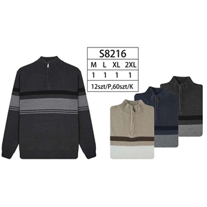 Sweter męski na pół suwak  M-2XL
