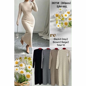 Sukienka sweterkowa damska z półgolfem  S/M-M/L