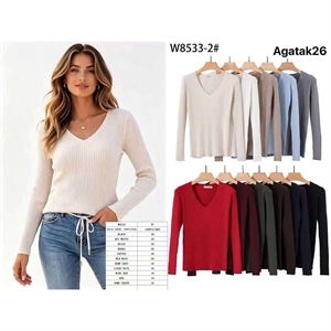 Sweter damski z dekoltem w serek