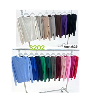 Sweter damski z dekoltem w serek