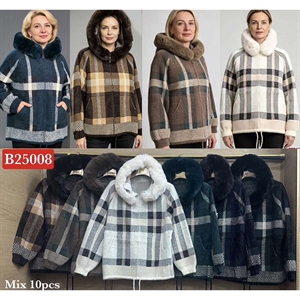 Sweter damski rozpinany na zamek z kapturem
