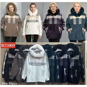 Sweter damski rozpinany na zamek z kapturem