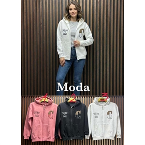 Bluza damska rozpinana na zamek z kapturem produkt Włoski  S-XL